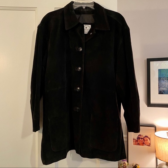 Arleen Bowman Jackets & Blazers - Suede Jacket Car Coat Black Womens Size Large
